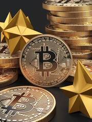 Crypto trading concept, BTC reaches 100k, vertical banner