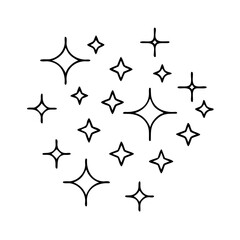 gold sparkles icon, new year illustration, new year icon - simple black line art of gold sparkles, symbolizing new year celebrations. new year vector.