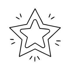 gold star icon, new year illustration, new year icon - simple black line art of gold star, symbolizing new year celebrations. new year vector.