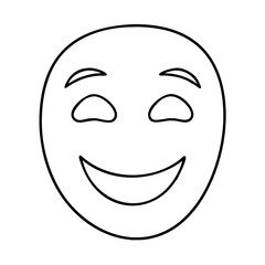 happy face mask icon, new year illustration, new year icon - simple black line art of happy face mask, symbolizing new year celebrations. new year vector.