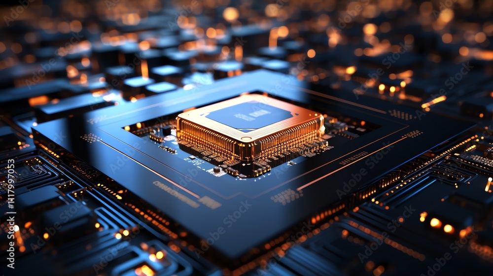 Poster close-up of a central processing unit on a circuit board.