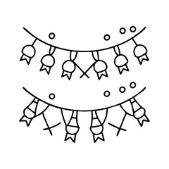 Fototapeta premium new year garland icon, new year illustration, new year icon - simple black line art of new year garland, symbolizing new year celebrations. new year vector.
