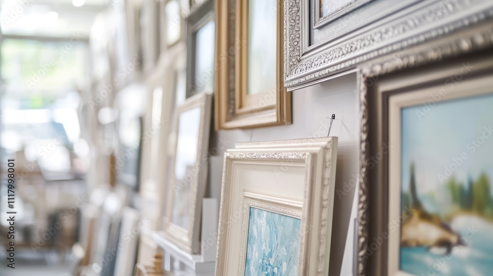 Poster framed artworks displayed in a gallery setting
