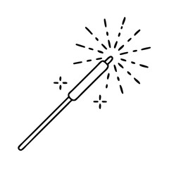 sparkler icon, new year illustration, new year icon - simple black line art of sparkler, symbolizing new year celebrations. new year vector.
