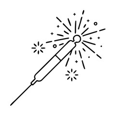 sparkler icon, new year illustration, new year icon - simple black line art of sparkler, symbolizing new year celebrations. new year vector.
