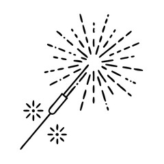 Obraz premium sparkler icon, new year illustration, new year icon - simple black line art of sparkler, symbolizing new year celebrations. new year vector.