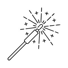 sparkler icon, new year illustration, new year icon - simple black line art of sparkler, symbolizing new year celebrations. new year vector.