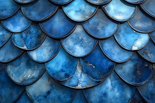 Blue Coloured Real Snake Skin Snakeskin Animal Print Background
