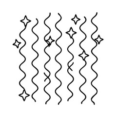 streamers icon, new year illustration, new year icon - simple black line art of streamers, symbolizing new year celebrations. new year vector.