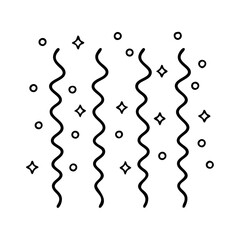 streamers with confetti icon, new year illustration, new year icon - simple black line art of streamers with confetti, symbolizing new year celebrations. new year vector.