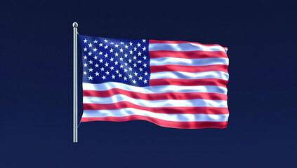 Obraz premium American Flag Waving Against a Deep Blue Sky: A Symbol of Freedom and Patriotism