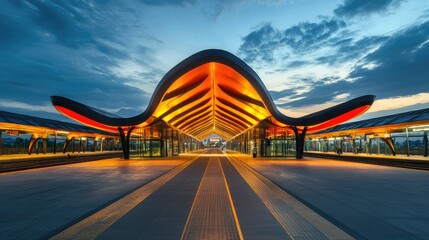 Obraz premium Vibrant Train Station Architecture in Laos