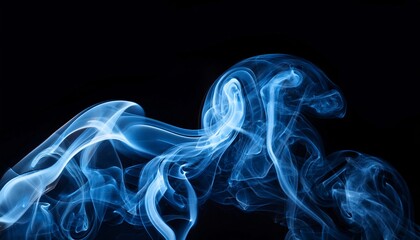 Fototapeta premium Ethereal blue smoke swirls on a dark background