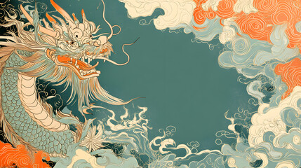 Vibrant Chinese Dragon Doodles, Playful and Whimsical 2D Illustrations for Posters, Tags, and Banners.