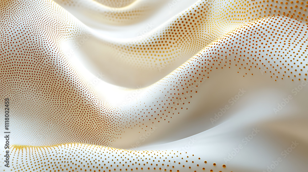 Poster elegant flowing fabric with golden dots creating a dreamlike atmosphere in motion
