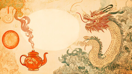 Vibrant Chinese Dragon Doodles, Playful and Whimsical 2D Illustrations for Posters, Tags, and Banners.