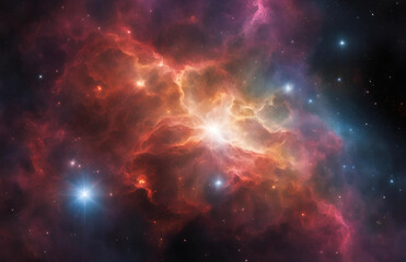 Fototapeta premium Mystical cosmic nebula swirls through the vast, starry expanse of the universe