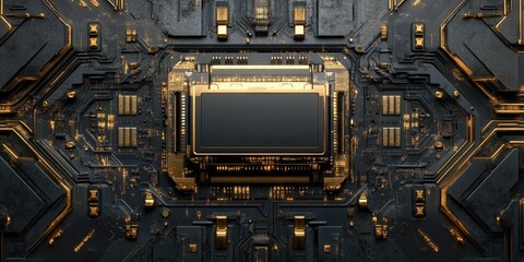 Fototapeta premium Intricate circuitry design showcases a blend of technology and artistry in a futuristic environment