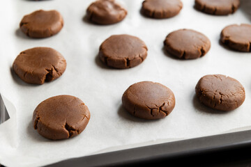 Raw Chocolate Cookies Ready for Baking – Perfect for Christmas Close-Up