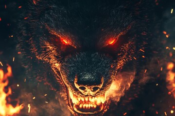 The legendary wolf Fenrir, a mystical creature from Scandinavian lore, begins Ragnarok, rooted in Norse mythology.