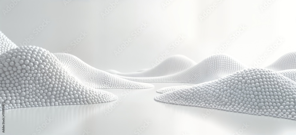 Aufkleber abstract landscape with soft white hills created from small spheres. modern tech design. minimalist 