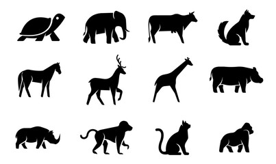  Animals logos collection. Animal logo set. Geometrical abstract logos. Icon design