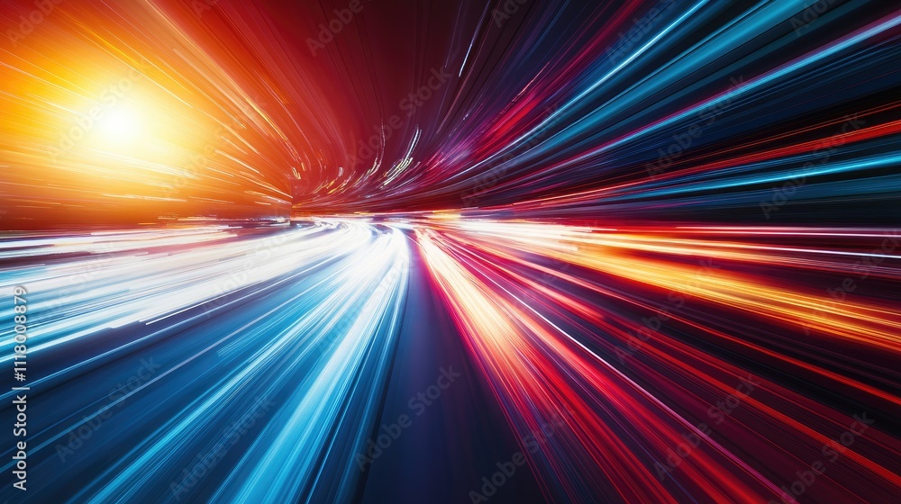 Poster dynamic abstract light trails in urban setting