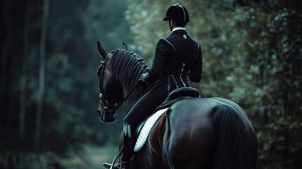 Fototapeta premium Elegant Equestrian in a Forest Setting