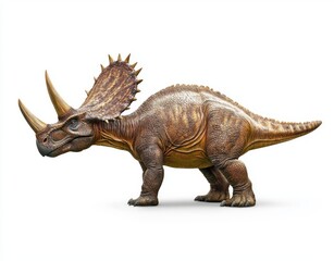 Fototapeta premium Illustration of an ancient horned dinosaur on a transparent background, created with generative AI.