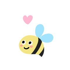 bee cartoons and heart illustration