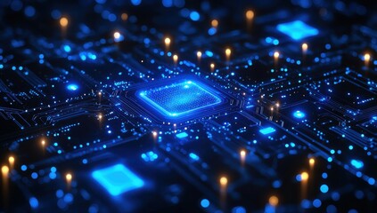 Obraz premium A close up of a circuit board with many small components