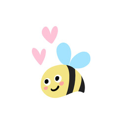 bee cartoons and heart illustration