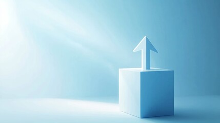 Upward arrow on a cube, growth concept.