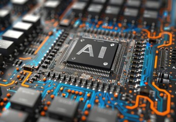 Fototapeta premium A computer chip with the letters AI on it