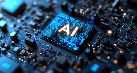 A computer chip with the letters AI on it