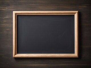 Empty Wooden Frame on Dark Wooden Background