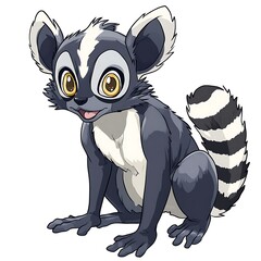 Obraz premium Lemur character in anime style on a white background