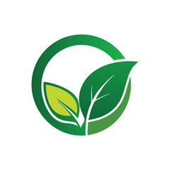 green eco icon with leaf logo design