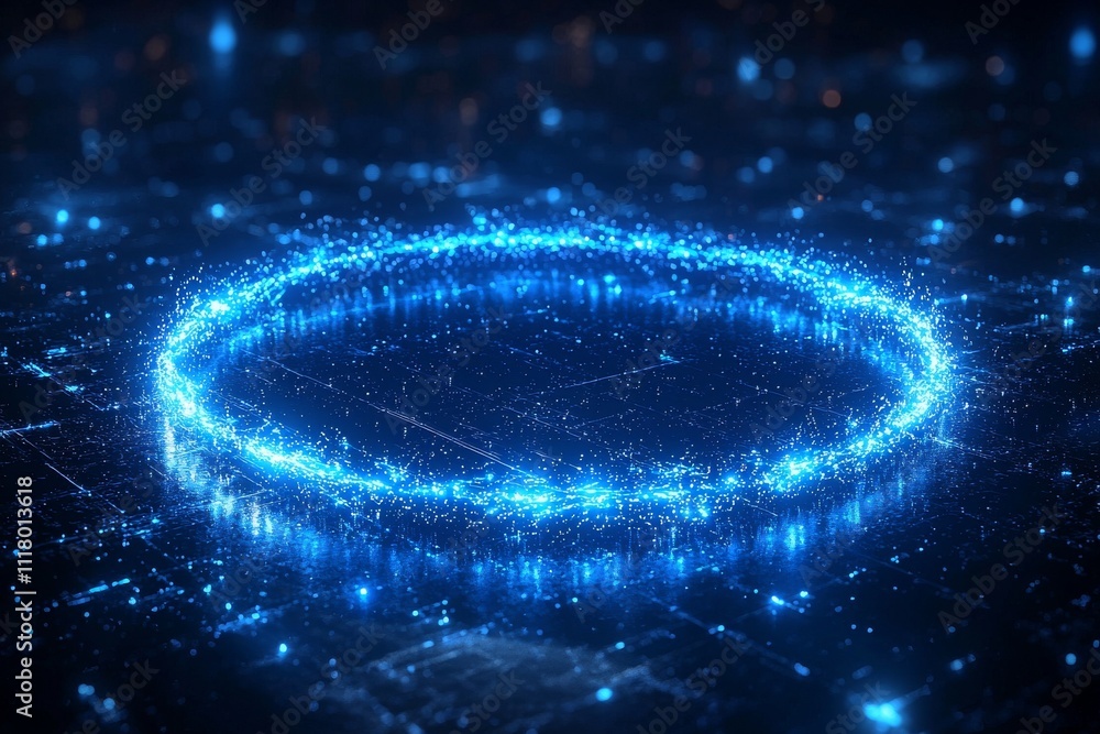 Poster an abstract user interface utilizing holograms to represent data charts, communication, and stock da