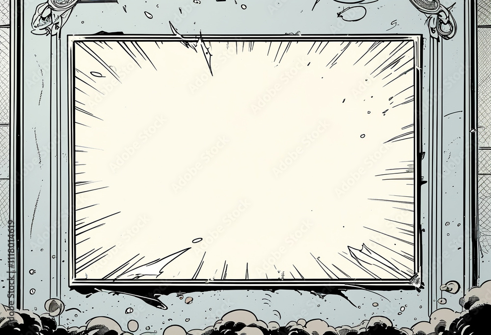 Poster dynamic explosion effect in a vintage display frame showcasing creative potential
