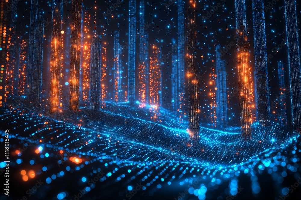 Aufkleber a futuristic background adorned with glowing neon lights and a grid design, featuring a technology-i