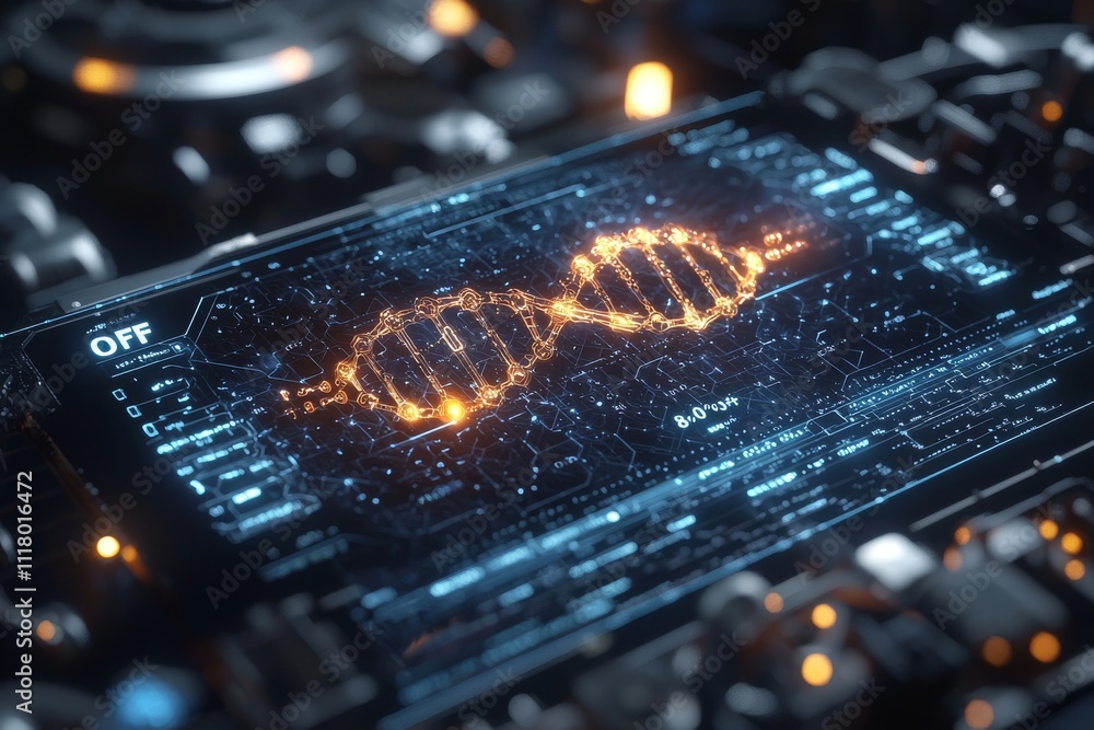 Poster a presentation in hud style featuring the results of a dna formula analysis.
