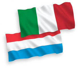 Flags of Italy and Luxembourg on a white background