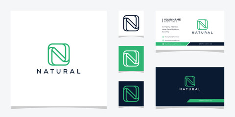Letter N leaf nature logo design inspiration