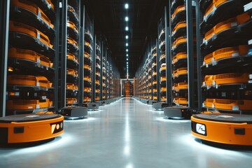 Collaborating smart warehouse robots in an advanced automated logistics system for efficiency