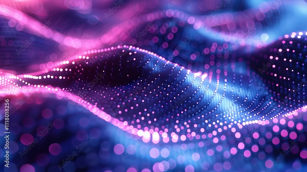 Poster abstract digital wave of particles. futuristic point wave. technology background.