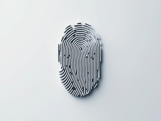 Innovative fingerprint scan overlay showcase digital art display modern gallery minimalistic environment close-up view concept of identity and security