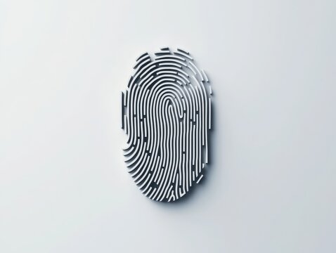 Innovative fingerprint scan overlay showcase digital art display modern gallery minimalistic environment close-up view concept of identity and security