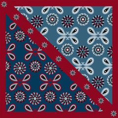 Patchwork colorful Background, abstract shapes, Flowers and Paisley. Decorative intricate quilting pattern, trendy geometric ornament. Vector