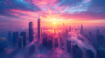 Fototapeta premium city, sky, skyline, urban, building, cityscape, sunset, architecture, landscape, business, silhouette, vector, town, night, sun, illustration, skyscraper, buildings, design, construction, clouds, view